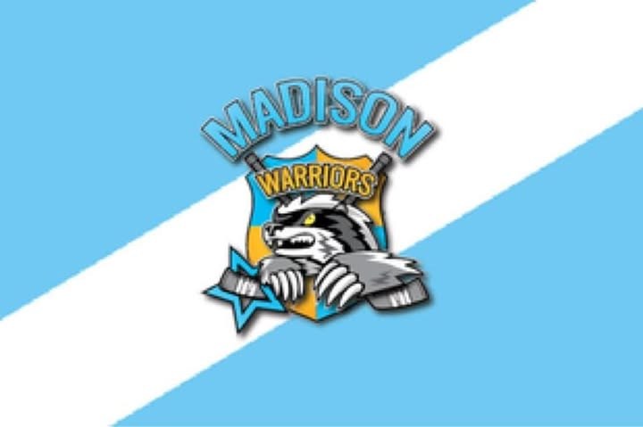 Madison Warriors crest on blue and white