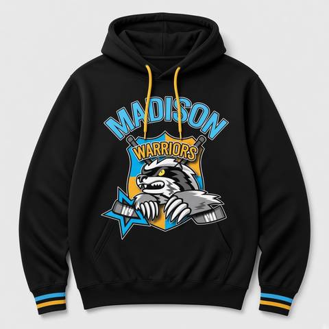 Sample design: team hoodie with the Madison Warriors crest