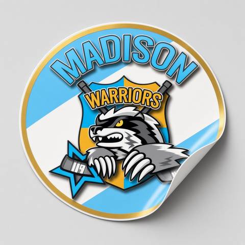 Sample design: crest sticker with the Madison Warriors crest