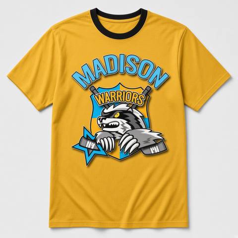 Sample design: crest t-shirt with the Madison Warriors crest